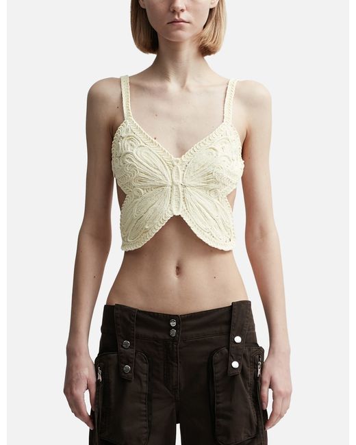 Blumarine Cropped Top with Embroidery Butterfly