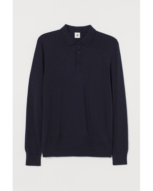 H & M Muscle Fit Wool Polo Shirt
