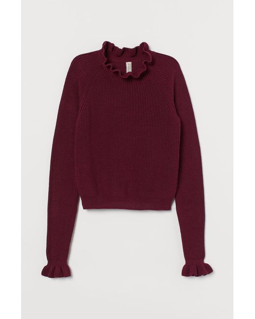 H & M Ruffled Ribbed Sweater