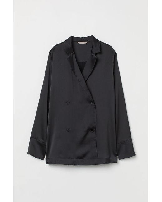 H & M Double-breasted Satin Shirt