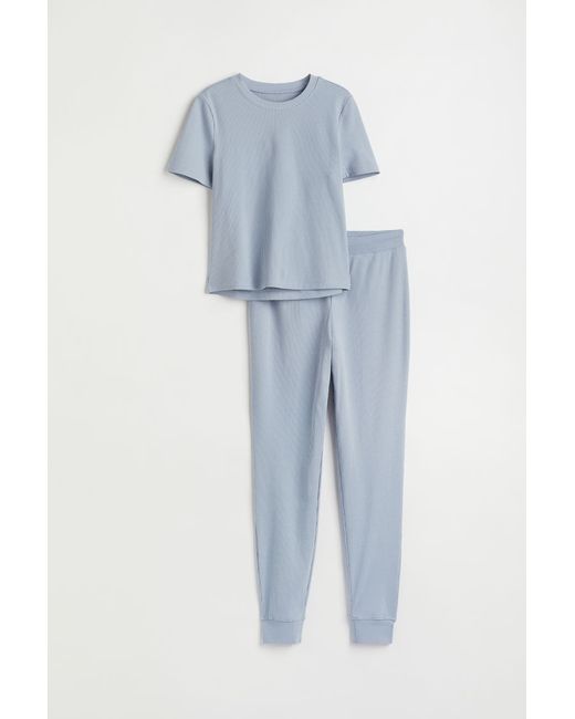 H & M Ribbed Pajama T-shirt and Pants