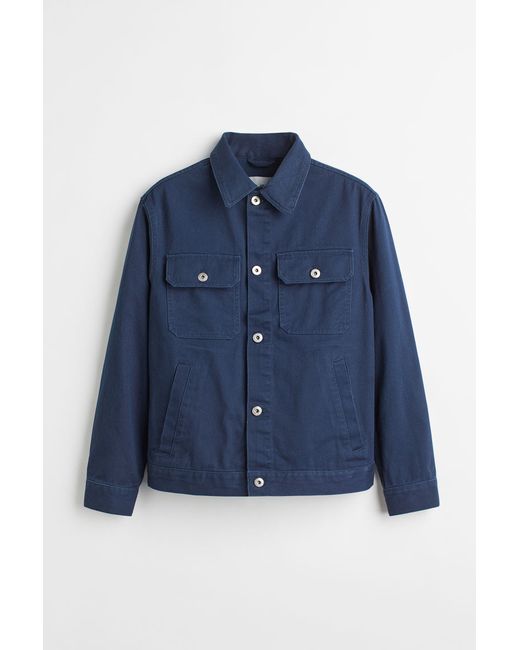 H & M Cotton twill trucker jacket Blau