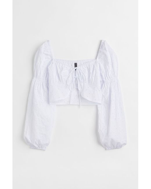 H & M Tie-front Long-sleeved Blouse