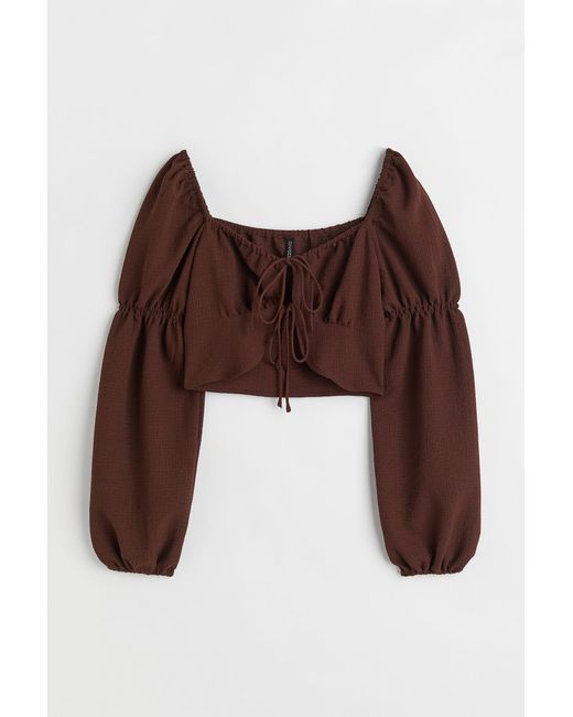 H & M Tie-front Long-sleeved Blouse