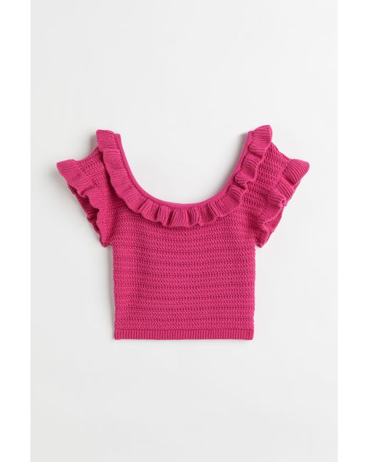 H & M Flounce-trimmed cropped top Rosa