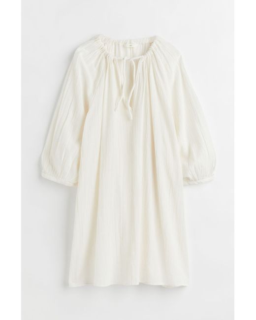 H & M Balloon-sleeved dress Weiß