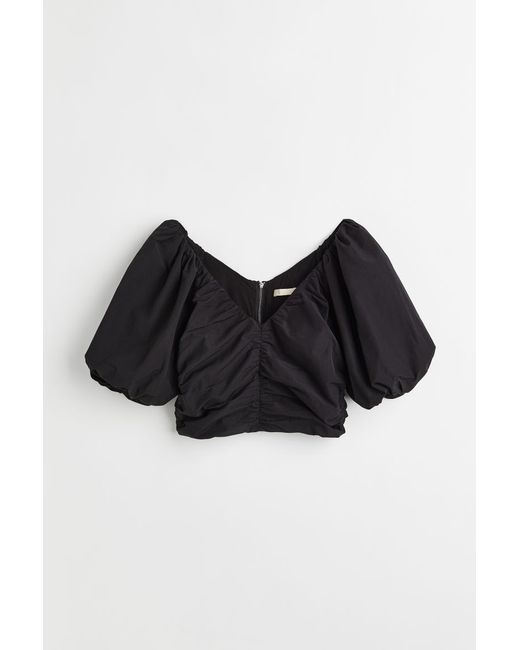 H & M Gathered puff-sleeved top