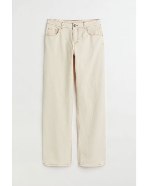H & M Wide twill trousers Weiß