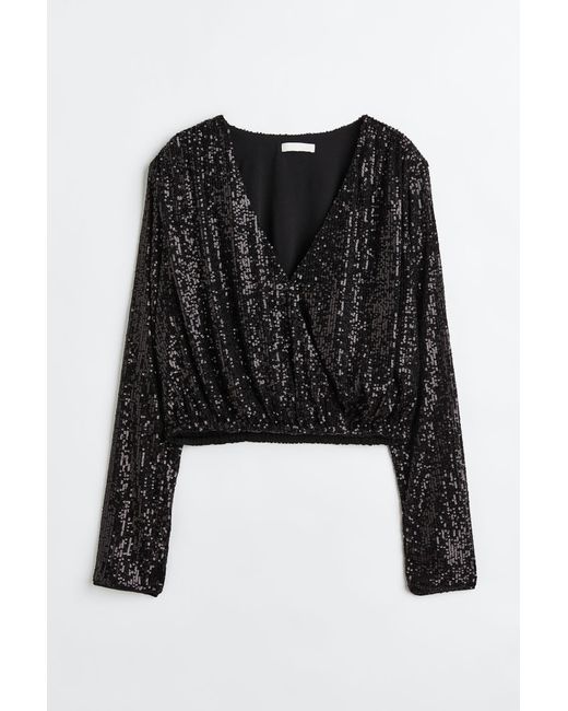 H & M Sequined Wrapover Blouse