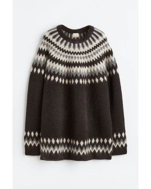 H & M Mohair-blend Jacquard-knit Sweater