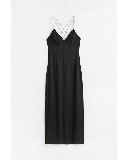 H & M Rhinestone-strap Satin Dress