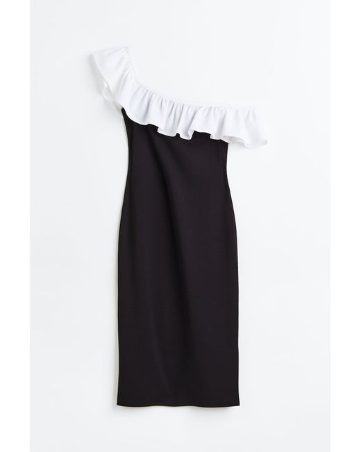 H & M Flounced Off-the-shoulder Dress