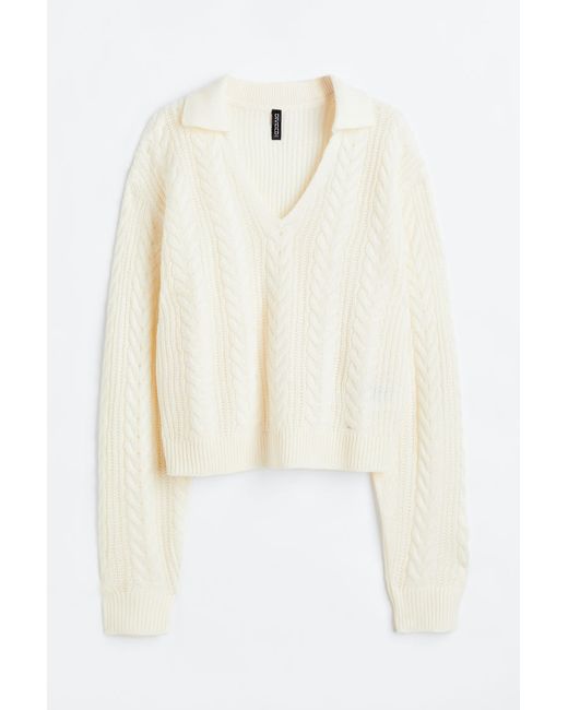 H & M Collared Cable-knit Sweater