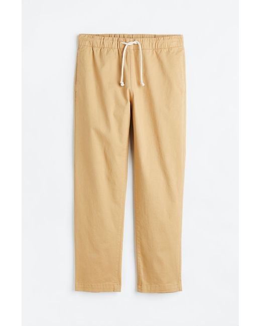 H & M Regular Fit Cotton Twill Pull-on Pants