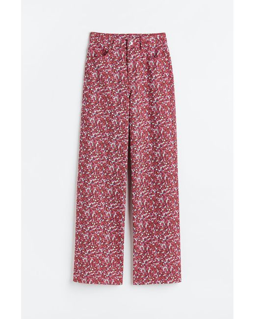 H & M Wide twill trousers Rot