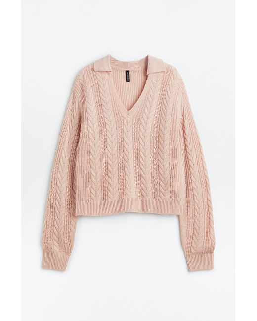 H & M Collared Cable-knit Sweater