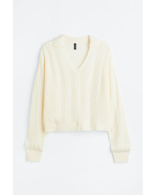 H & M HM Collared Cable-knit Sweater