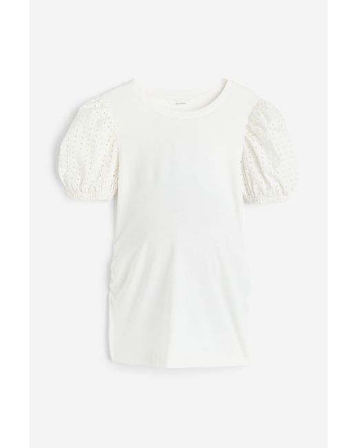 H & M MAMA Puff-sleeved top Weiß