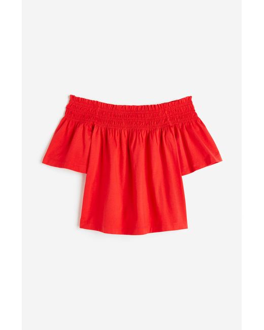 H & M Off-the-shoulder jersey top Rot