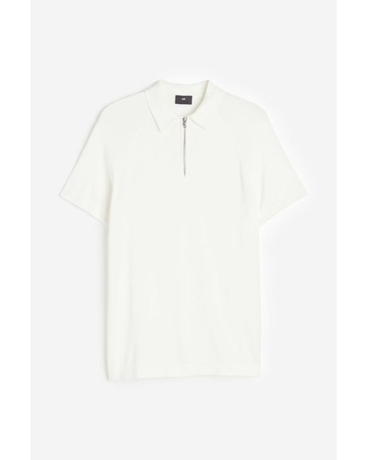 H & M Poloshirt Muscle Fit Weiß