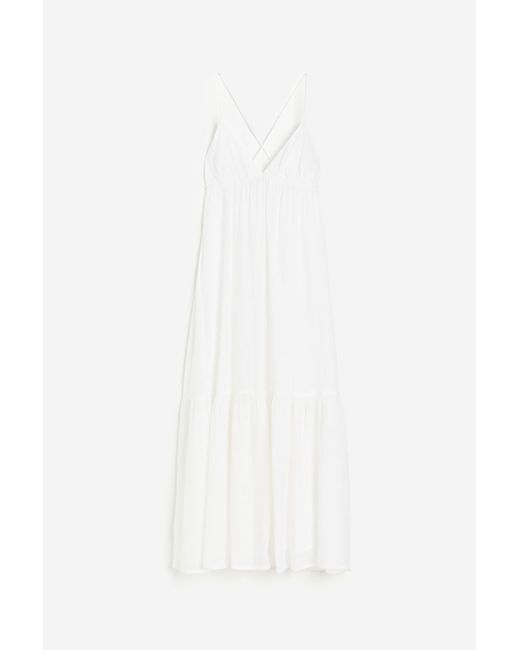 H & M Sleeveless poplin beach dress Weiß