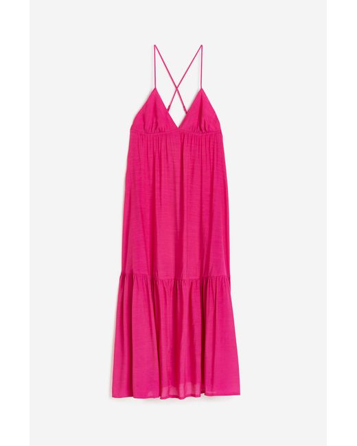 H & M Sleeveless poplin beach dress Rosa
