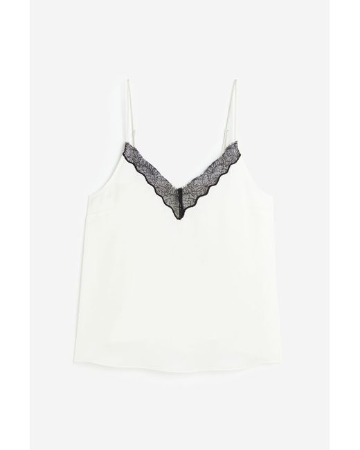 H & M Lace-trimmed cami top Weiß