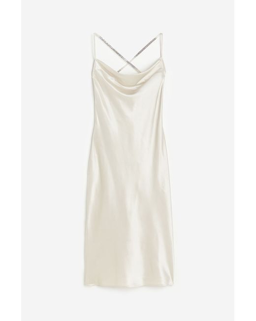 H & M Rhinestone-embellished Satin Slip Dress