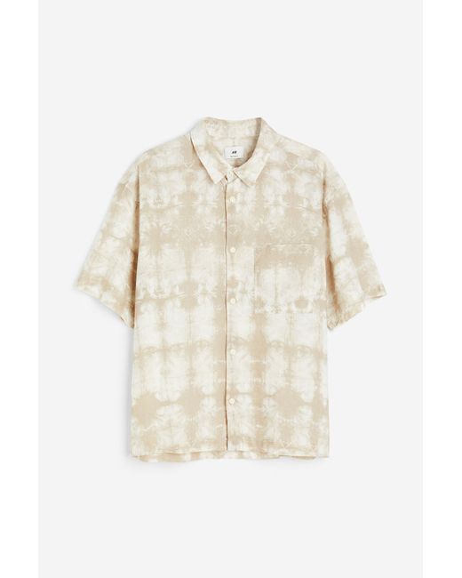 H & M Relaxed Fit Short-sleeved Linen-blend Shirt