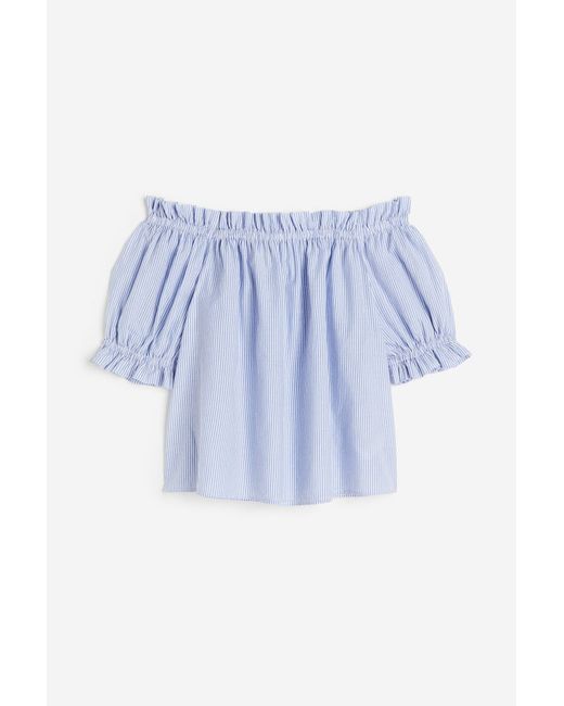 H & M Ruffle-trimmed Off-the-shoulder Top