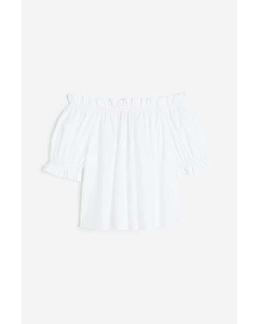H & M Ruffle-trimmed Off-the-shoulder Top
