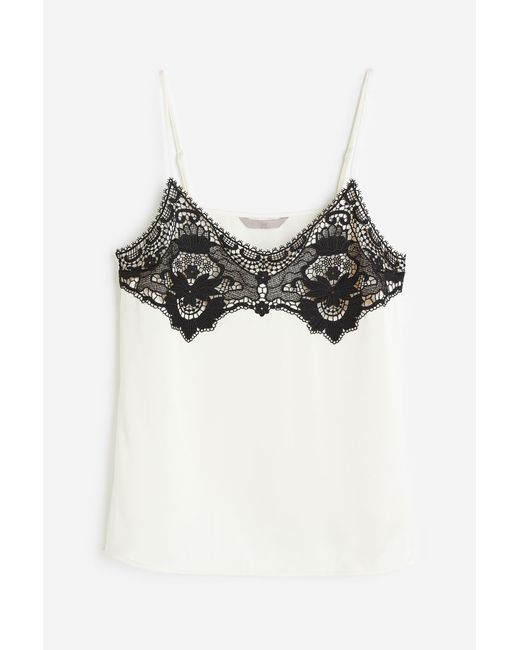 H & M Lace-trimmed cami top Weiß