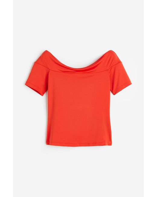 H & M Off-Shoulder-Shirt Rot