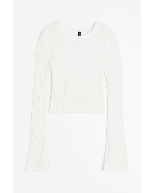 H & M Gerippter Pullover Weiß