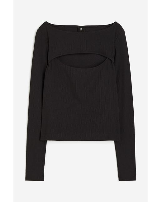 H & M Cut-out Slim Boat Long Sleeve Top