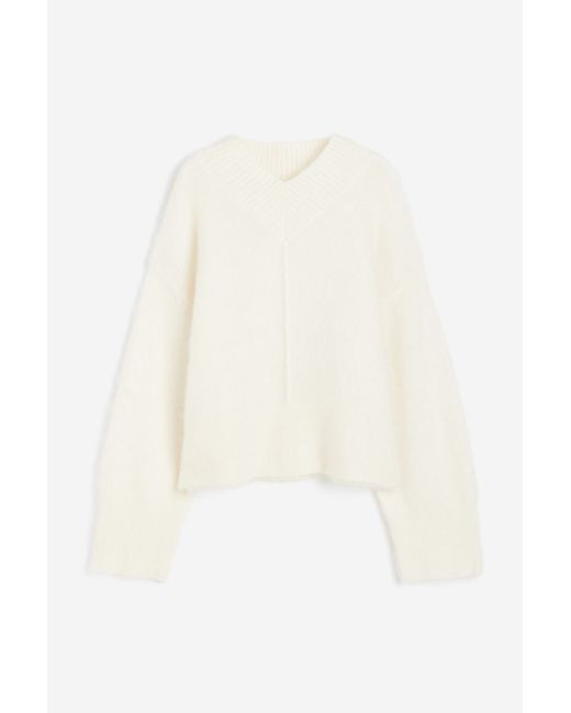 H & M Oversize-Pullover aus Mohairmix Weiß
