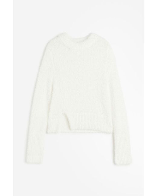 H & M Flauschiger Pullover Weiß