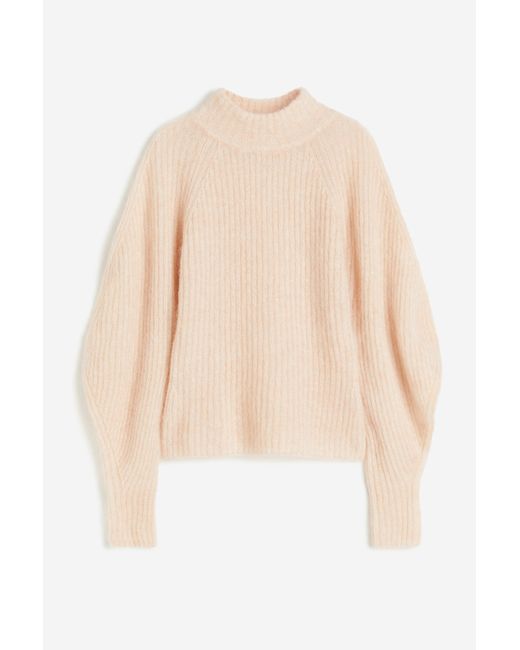H & M Gerippter Pullover aus Mohairmix Rosa