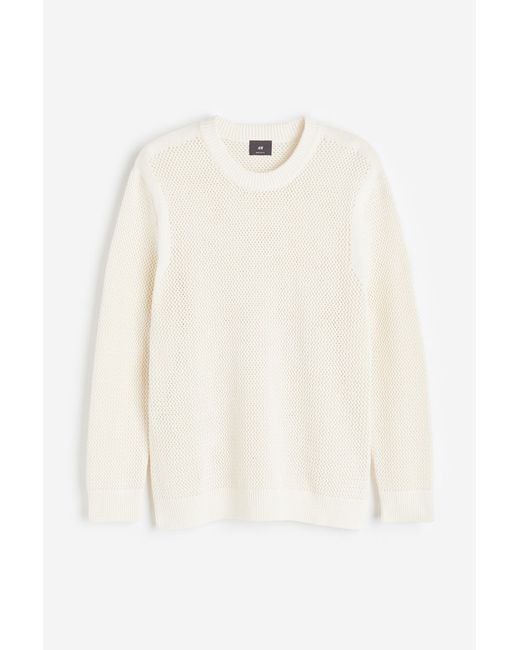 H & M Pullover Ajourstrick Regular Fit Weiß