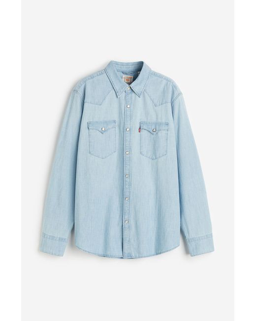 H & M Barstow Standard Fit Western Shirt Blau