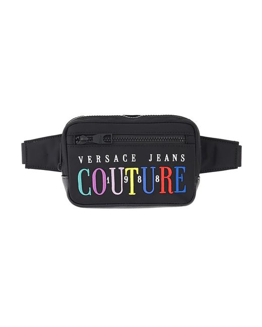 Versace Jeans Couture Fabric Sling Bag With Multicolored Logo