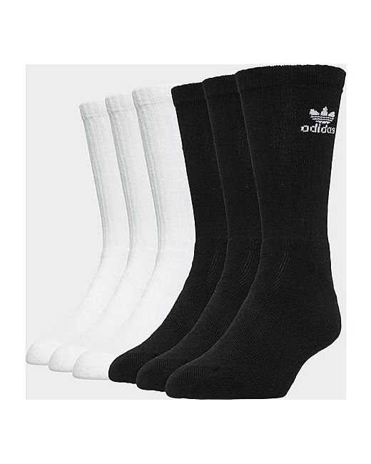 Adidas Originals Trefoil 6-Pack Cushioned Crew Socks in Black Large Cotton/Nylon/Polyester