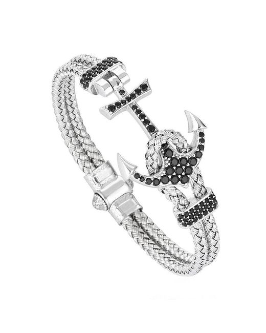 Atolyestone White Gold Plated Anchor Bracelet 7 inches