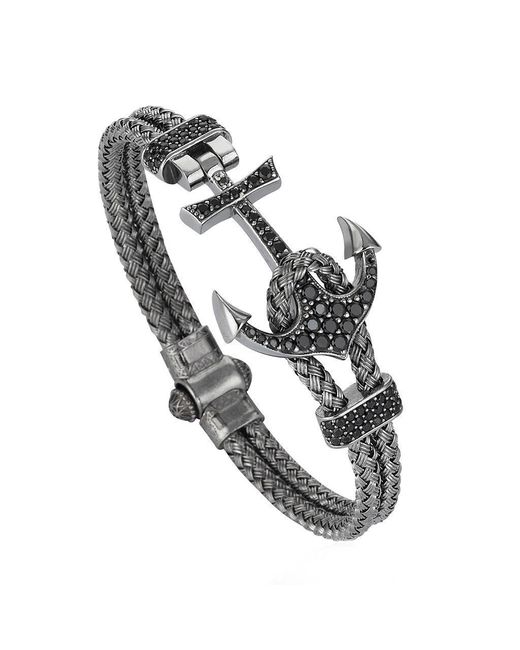 Atolyestone Gun Metal Plated Anchor Bracelet 7 inches
