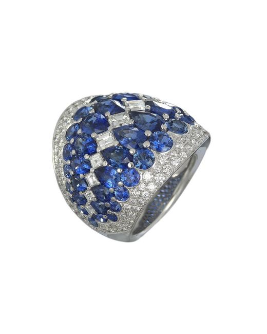 Baenteli White Gold Sapphire Diamond Sphere Ring UK K US 5.25 EU 50