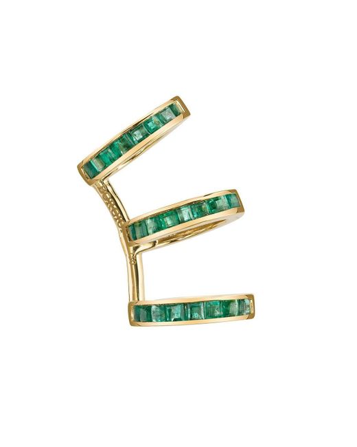 Borgioni Baguette Triple Ear Cuff with Emeralds