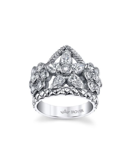 Cynthia Bach Flower Crown Ring With Diamonds UK H 1/2 US 4.25 EU 47.4