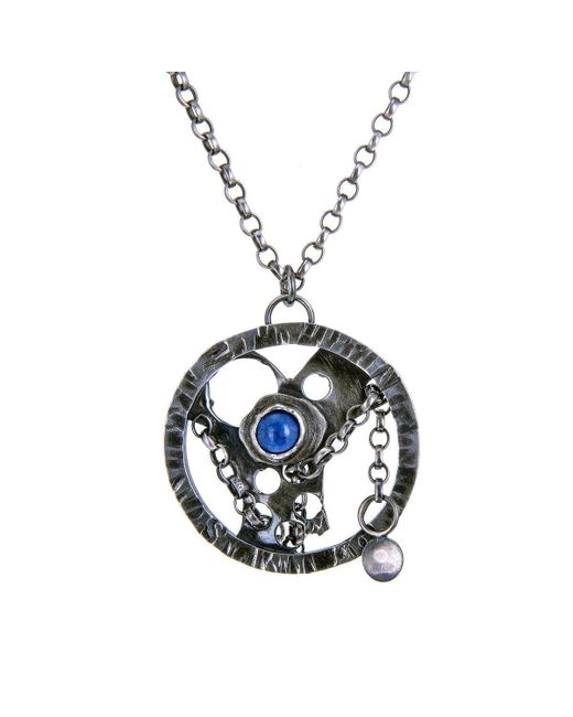Hannah Silversmith Sterling Lapis Lazuli Relic Compass Pendant