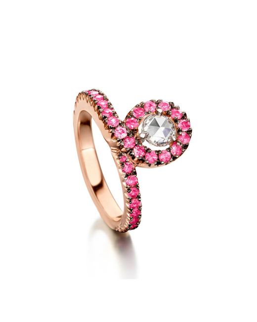 Joke Quick 18kt Rose Gold EyeOnYou Ring With Diamond Rubies UK L 1/4 US 5.75 EU 51.5