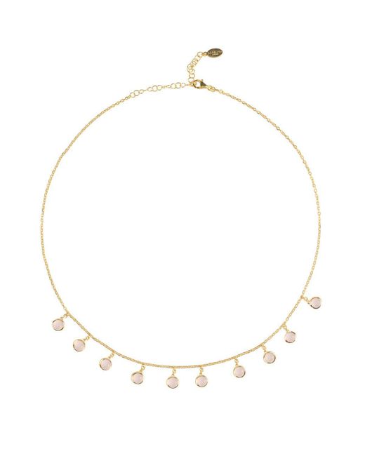 Latelita London Florence Round Gemstone Necklace Gold Rose Quartz